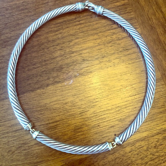David Yurman Jewelry - David yurman silver & 14k gold 7-9mm metro choker